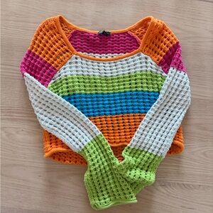 Colorful Crochet Knit Sweater
